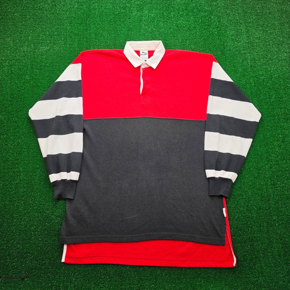 Vintage Puma Rugby Polo Shirt Mens Large Long Sleeve Color Block Germany